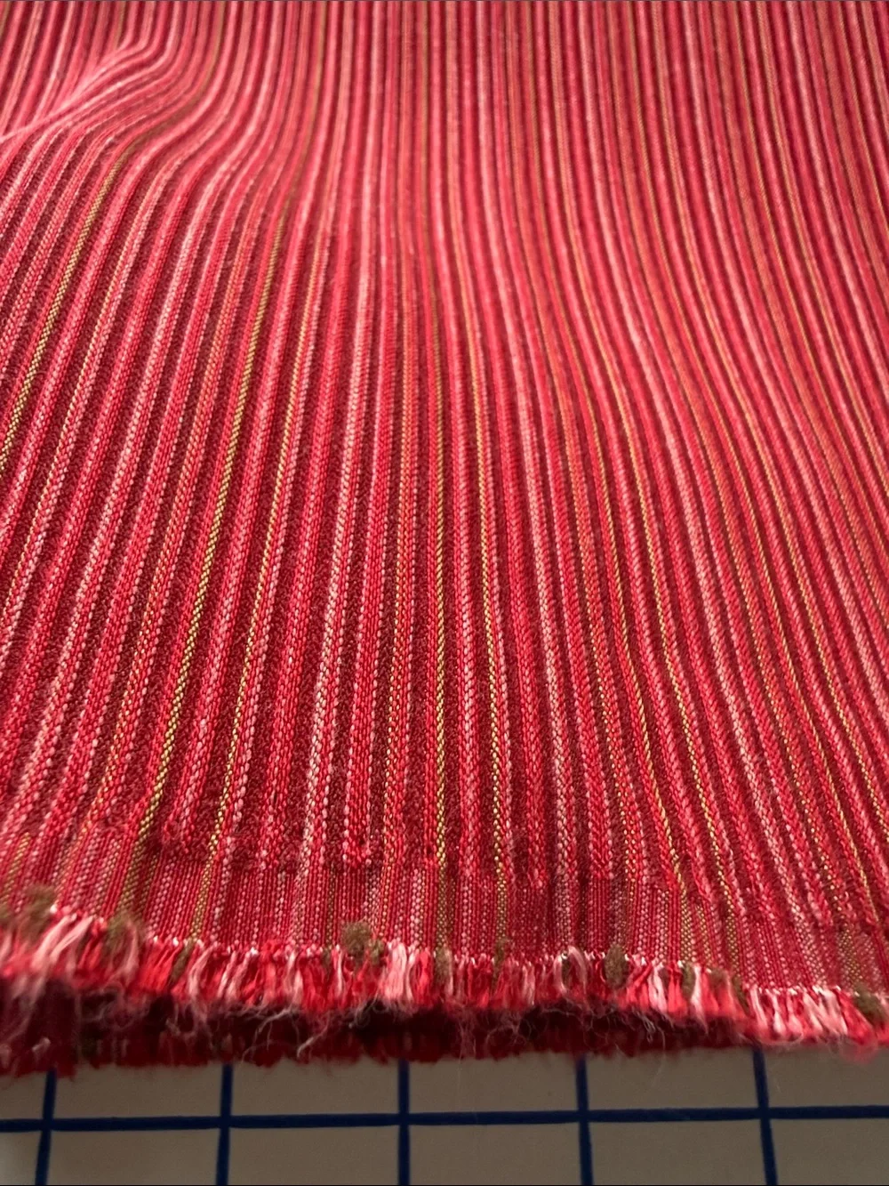 Vintage 1970s Ribbed Knit Fabric Rust/Red Stripe 3.5 Yards x 58” Heavy Stretch